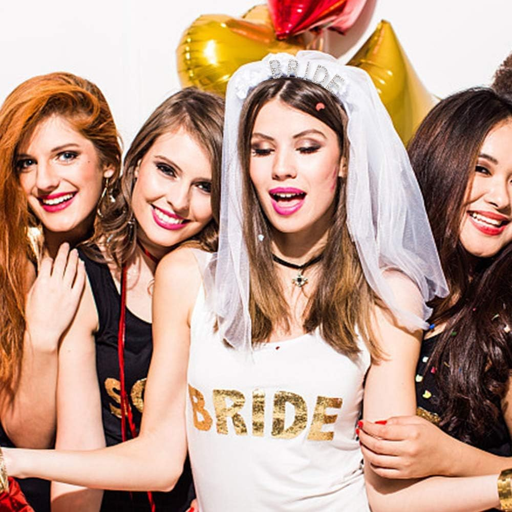 DIELOVEHUA Bride Headband, Bride to Be Headband, Women Silver Bridal Headband, Women'S Elegant Headband, Bridal Rhinestone Hair Accessories, for Birthday, Hen Party, Wedding image number 1