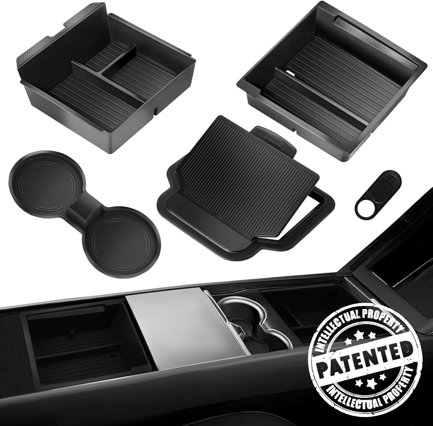 TSLDRV 2024 Newest Center Console Organizer Tray for Tesla Model 3 Highland 2024 [Slide Smoothly] Armrest Hidden Organizer Box Cup Holder for Tesla Model 3 Accessories 2024