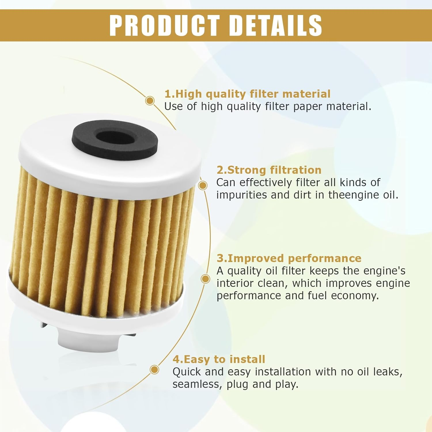 Wai Danie 5 Pcs Oil Filters Compatible with YX 150Cc 160Cc Zongshen 155Cc ZS155 Engine Pit Bike Motorcycle 15412-HB6-003 Fit Zongshen ZS190