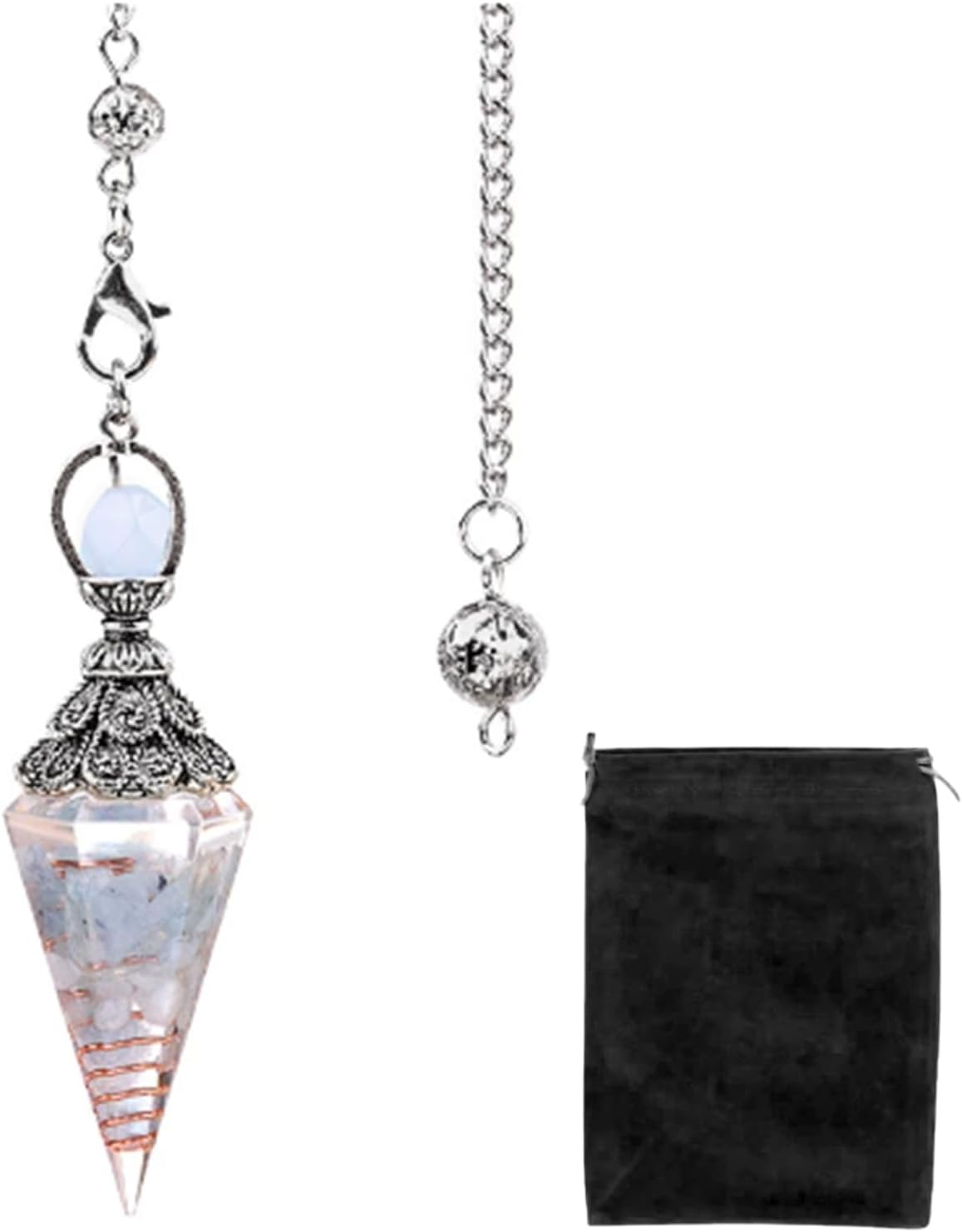 2 PCS Crystal Pendulum Set with Pouch, Natural Aquamarine Crystals for Dowsing Divination, Meditation, Chakra Balancing, Energy Healing, Spiritual Rituals image number 6