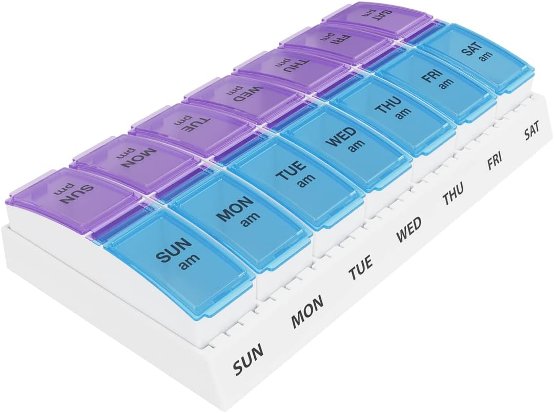 Ezy Dose Weekly AM/PM Travel Pill Organizer and Planner │ Removable AM/PM Compartments │ Great for Travel (Small) image number 6