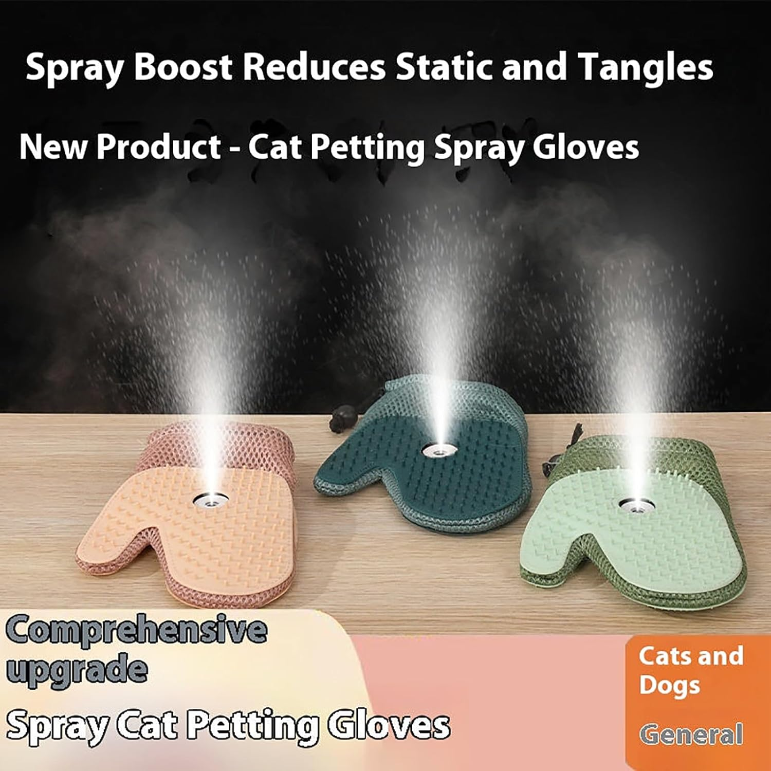All-In-Ones Grooming Mist Glove for Pets, Celerys Pet Spray Cat Petting Gloves, 2 in 1 Grooming and Cleaning Mitt, Electrostatic Glove Pet Hair Remover, Built-In Nano Spray image number 4