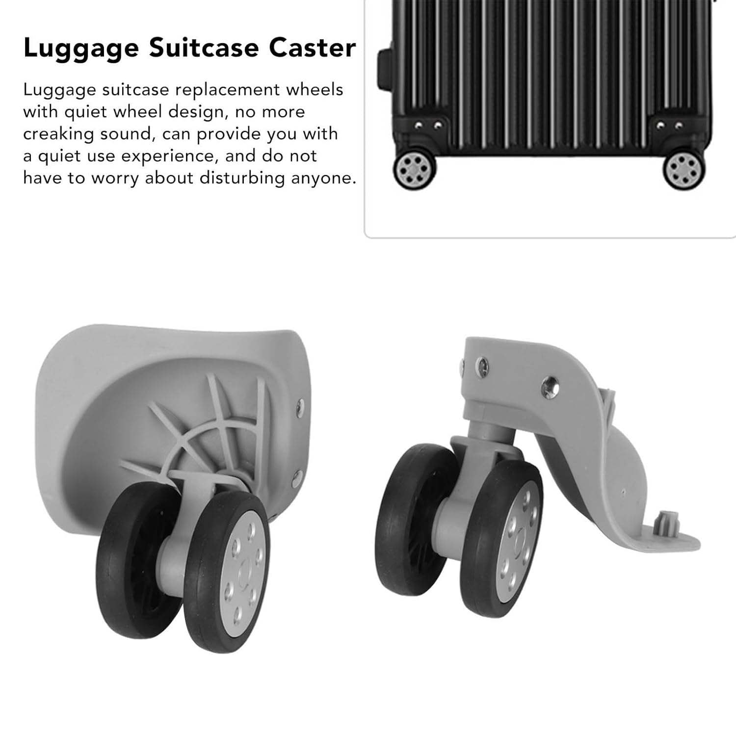 2 Pcs 360 Swivel Luggage Wheels Replacement, Lockable Suitcase Caster with Screws for Replacement, Travel Suitcase Silent Wheel Repair Set image number 3