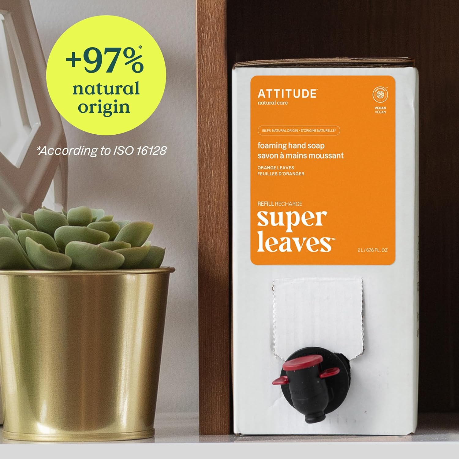 ATTITUDE Bulk Refill for Foaming Hand Soap Dispenser, EWG Verified, Plant and Mineral Based Ingredients, Vegan and Cruelty-Free Personal Care Products, Orange Leaves, 67.62 Fl Oz image number 4