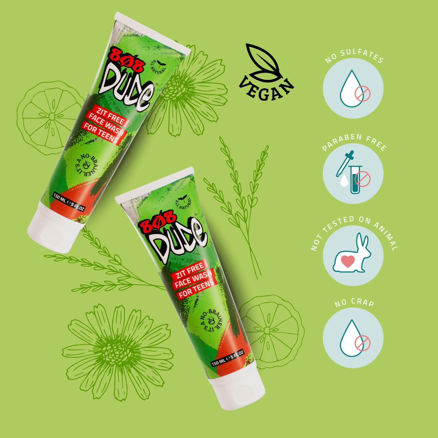 808 Dude Face Wash for Calming Spotty, Sensitive & Oily Skin. Natural & Organic Ingredients. Essential Oils for a Healthy, Clean and Clear Skincare Routine 5 Fl Oz image number 3