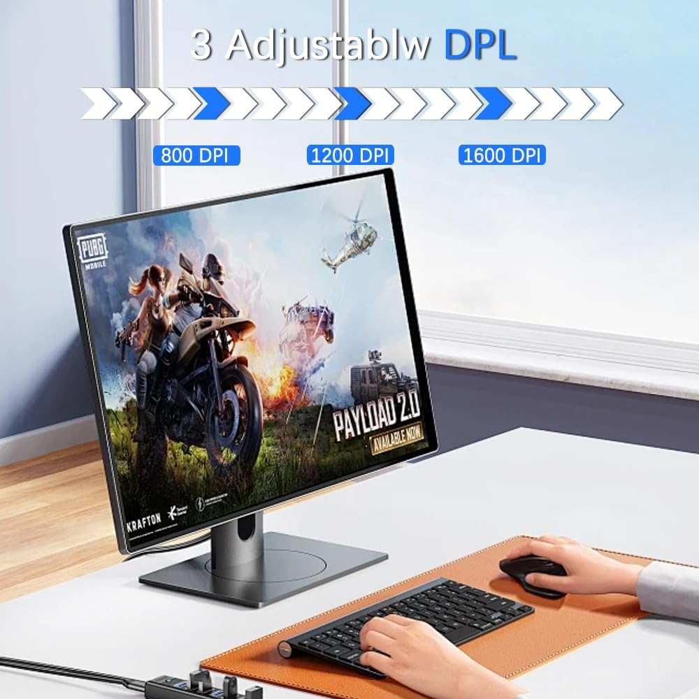 Wired Mouse,Suijieen Ergonomic Mouse 6 Buttons Silent Mouse 4 Adjustable DPI Vertical Mouse Compatible with Windows/Chrome/Laptop/Computer image number 4