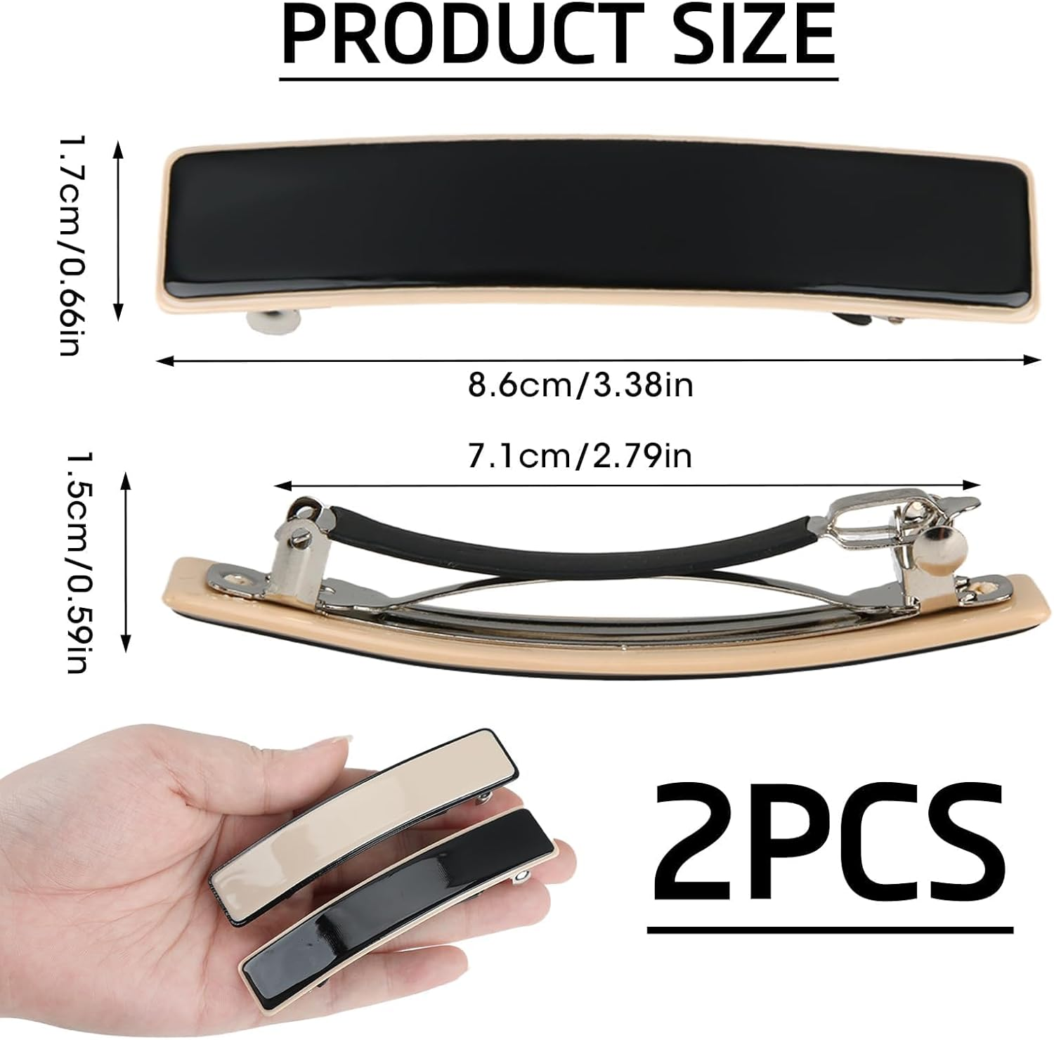 Joynine 2 Large Elegant Hair Barrettes for Women | Girls Hair Barrettes | Women'S Hair Accessories | Rectangular Design | Automatic Clips in 2 Colors for Thick Hair image number 6