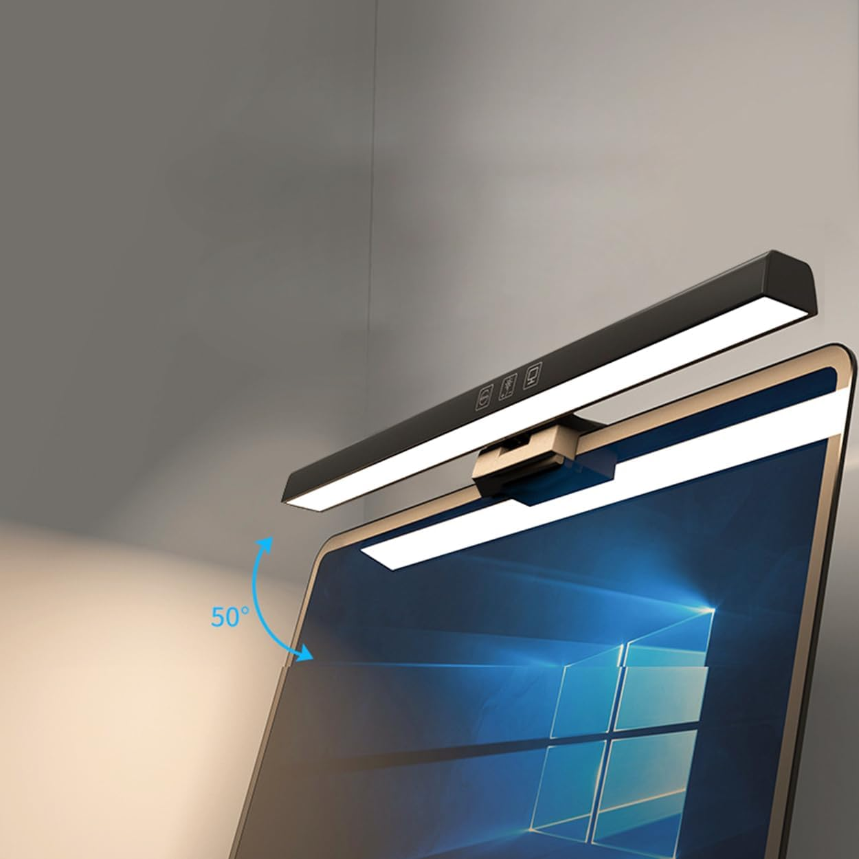 Meichoon Computer Display Light Bar USB Reading Desk Lamp Screen Eye Protection 3 Light Modes Adjust the Brightness Touch Switch LE11 White - White image number 2