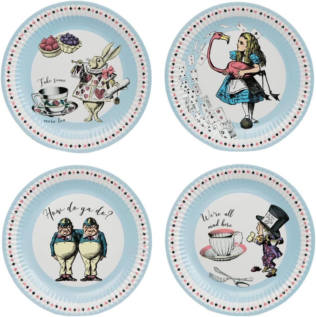 Talking Tables Alice in Wonderland Party Decorations & Tableware for 16 Guests | Mad Hatter Double Sided Bunting ,Paper Plates, Napkins, Cups, Table Cover for Birthday, Afternoon Tea Baby Shower, By