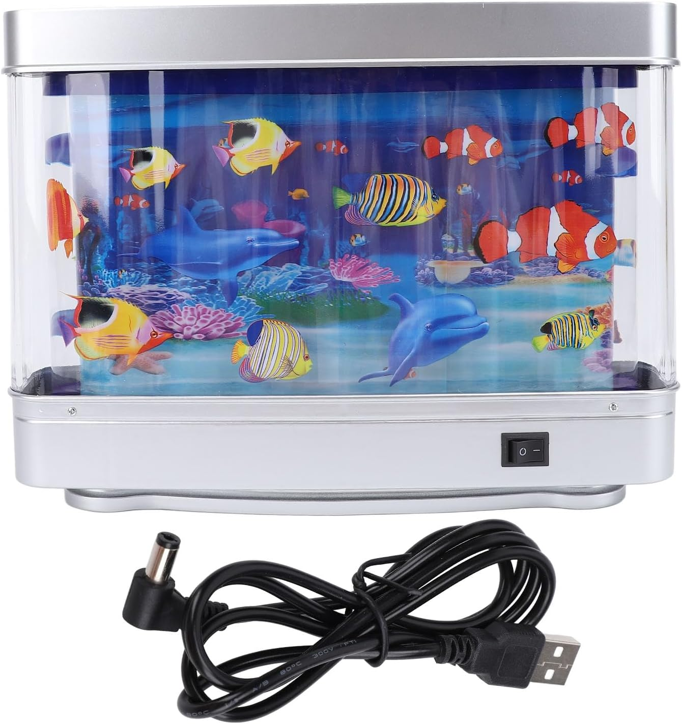 Moving Fish Tank for Kids Baby, Lifelike Aquarium Night Light with Moving Fish, Sensory Therapy Light USB Power Cat Baby, Toy Share the Wonders of Marine Life with Loved Ones image number 6