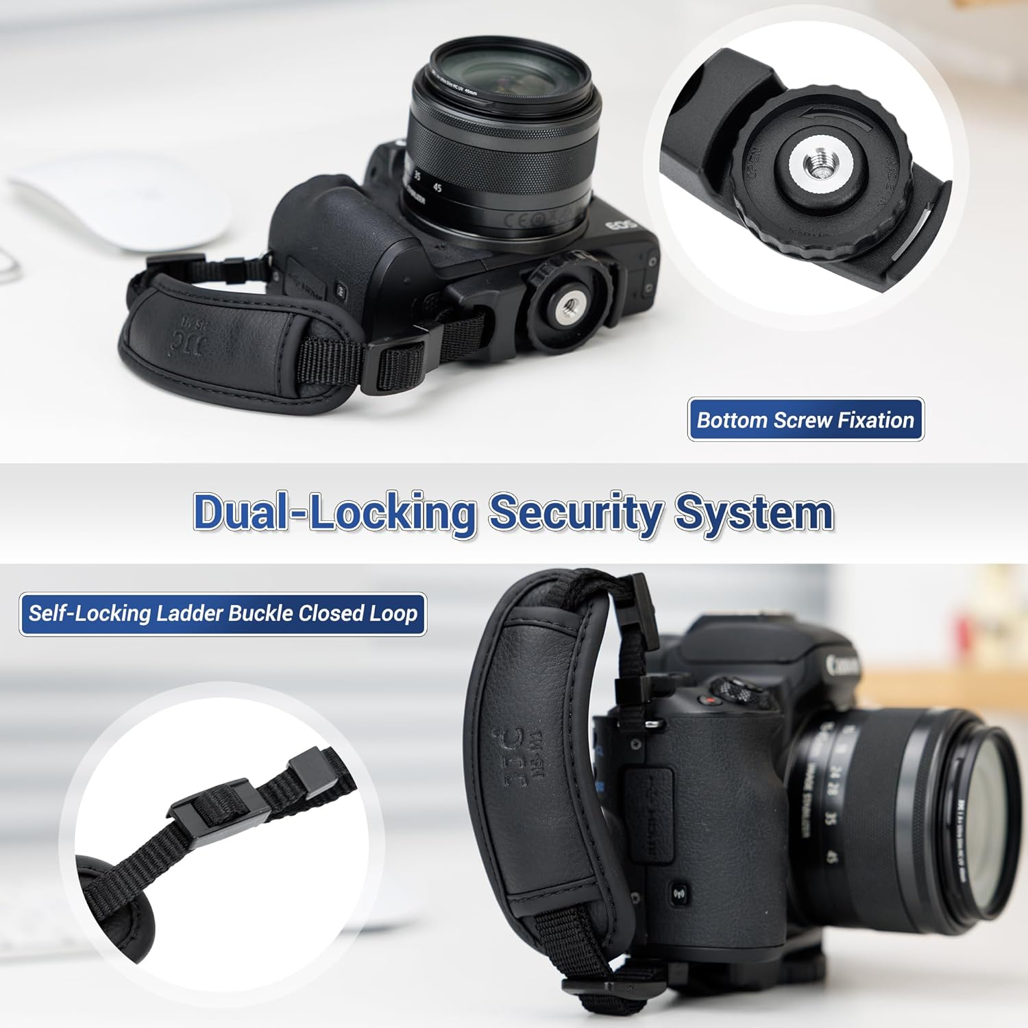 Camera Hand Wrist Grip Strap with Thinner Lanyard for Canon EOS R50 V R50V R100 R10 R6 R5 R6 Mark II for Fujifilm X Half GFX 100 II Coolpix P1100 for Panasonic Lumix S1II S1IIE S1RII FZ80D S5IIX S9 image number 6