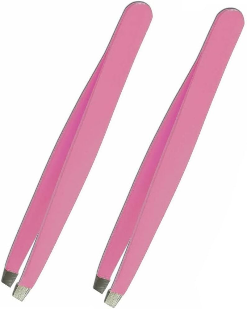 Professional Stainless Steel Eyebrow Tweezers &ndash; Precision Tweezer for Ingrown Facial Hairs &ndash; 2 Pcs Pack by DMX INTL (Red) - Blue image number 4