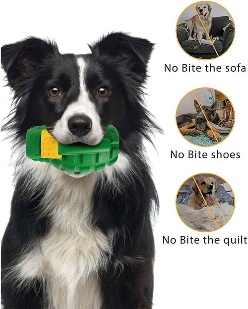 PETOPIA Ultra Tough Dog Toy, Made of 100% Natural Rubber, Specially Crafted for Aggressive Chewers at All Ages, 2 in 1 Dog Snacks Toy and Dog Chew Toy, Teeth Cleaning Benefits, Hand Grenade image number 4