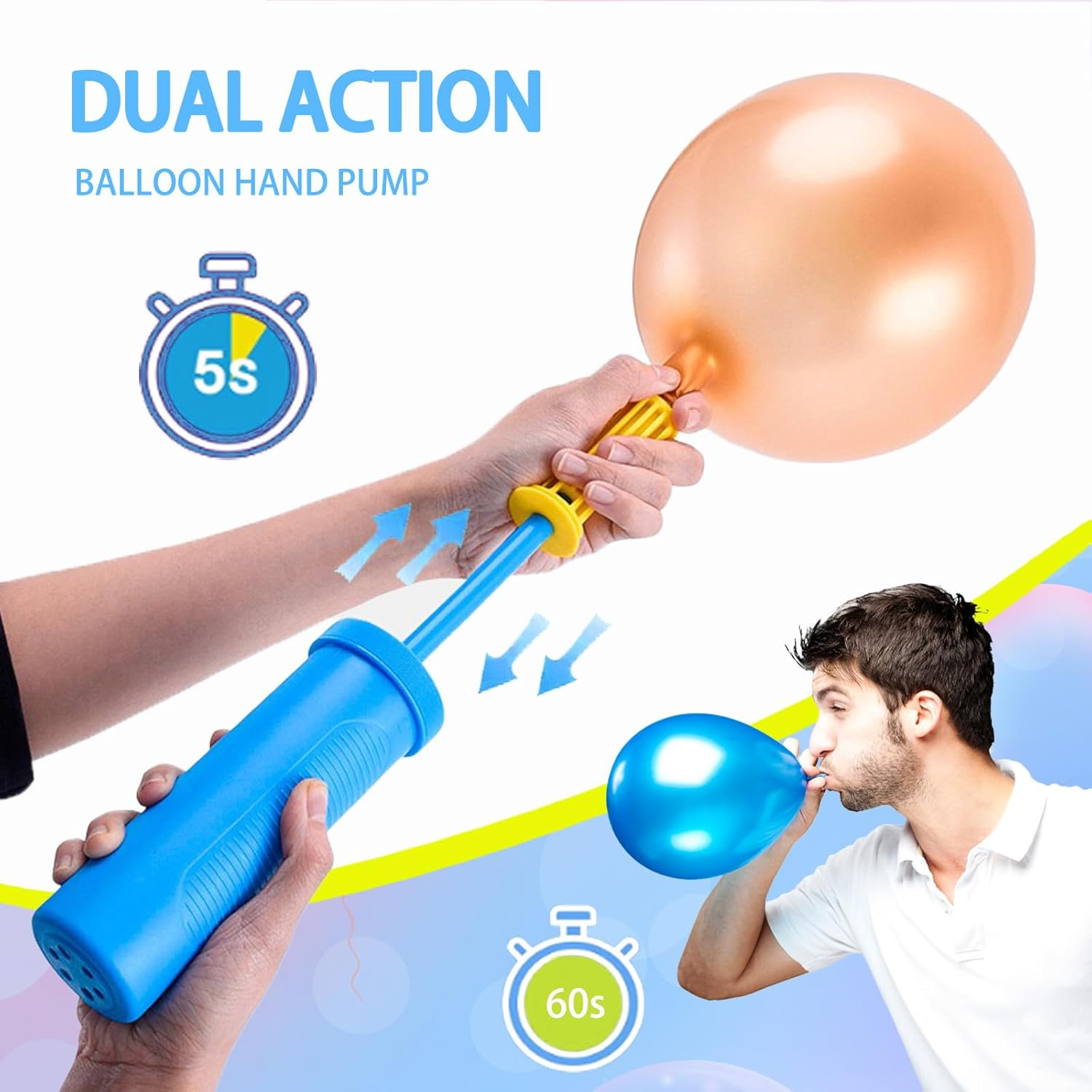 WARMGBOXCO Balloon Hand Pump,Balloon Pump Hand Two-Way Dual Action,Air Pump for Balloons for Birthday Party Decorations, Portable Hand Pump for Balloons. (Pack of 1) image number 2