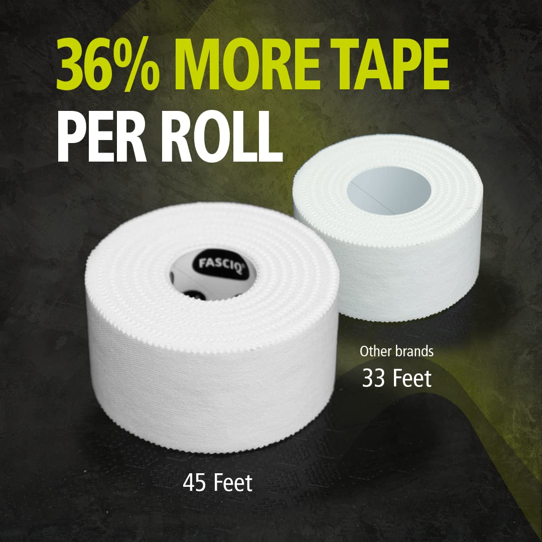 FASCIQ Premium Rigid Sports Tape | 8 Rolls 3.8Cm| White Athletic Tape | Easy Tear Soft Cotton | the Best Adhesion | Perfect for Athletes & Medical Trainers | Recover Faster, Train Harder! image number 2