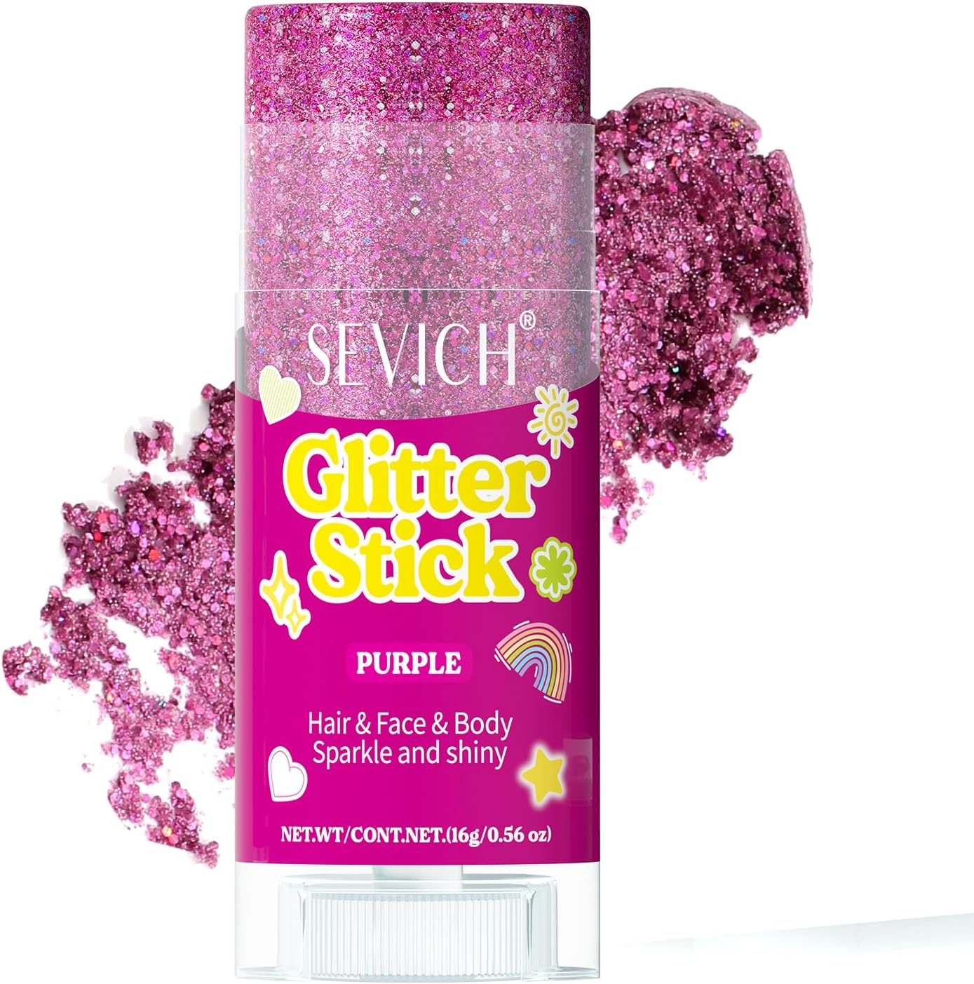 SEVICH Glitter Stick Purple for Face Body Hair,Skin Safe Waterproof Sparkle with No Glue Needed,Easy to Apply and Remove for Parties Festivals Makeup,15G - Blue image number 6