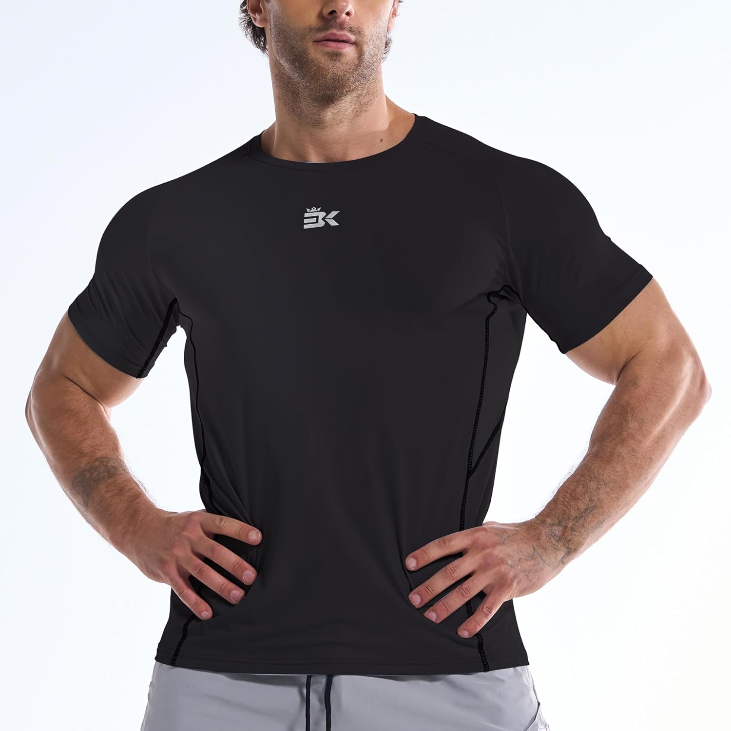 BROKIG Men'S Gym Sports T-Shirts, Underarm Muscle Running Shirt Fitting Workout Training Casual Tops Quick Dry Tees image number 4
