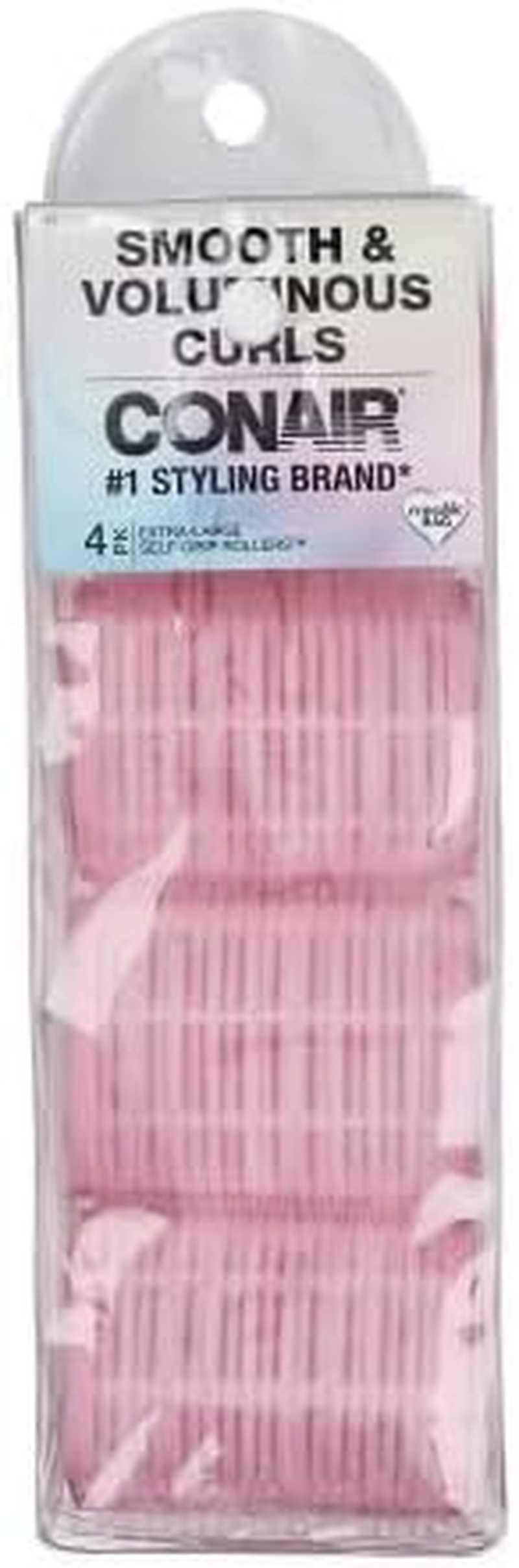 Conair Smooth & Voluminous, Self Grip Curls Rollers, Extra Large, Pink - 4 Count