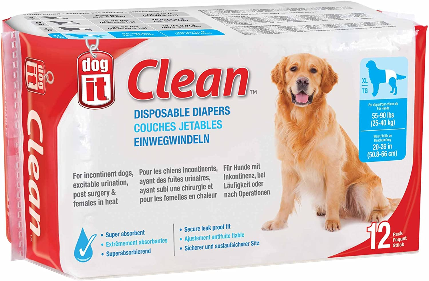 Dogit Clean Disposable Dog Diapers 24 Pack, 12 Count Small image number 6