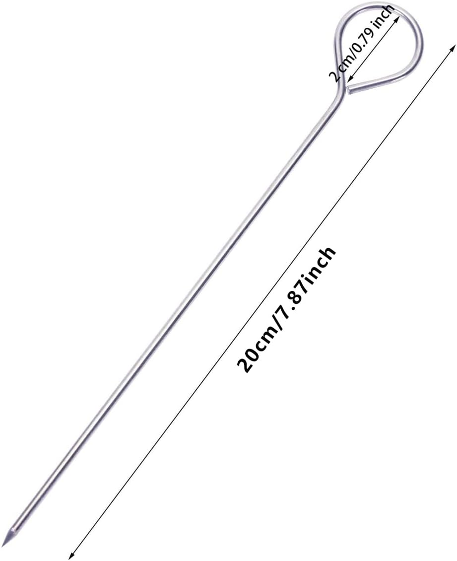 12PCS Metal BBQ Skewers - Reusable Grill Kebab Sticks, 20Cm Stainless Steel Barbecue Skewers for Grilling, Rotisserie, and Kabobs