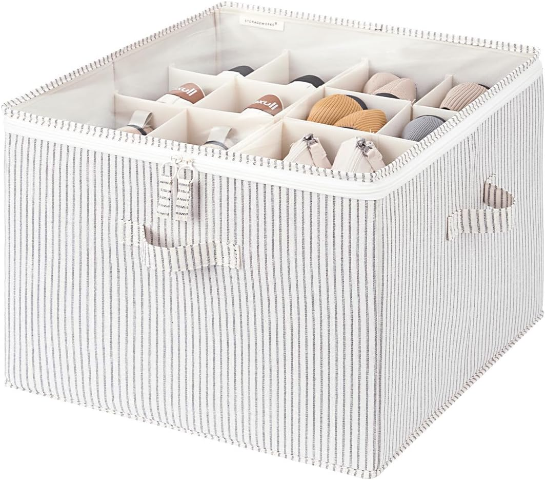 Storageworks Shoe Organizer for Closet, Fits up to 24 Pairs, Shoe Cubby Storage Containers with Adjustable Dividers and Clear Cover, Grey