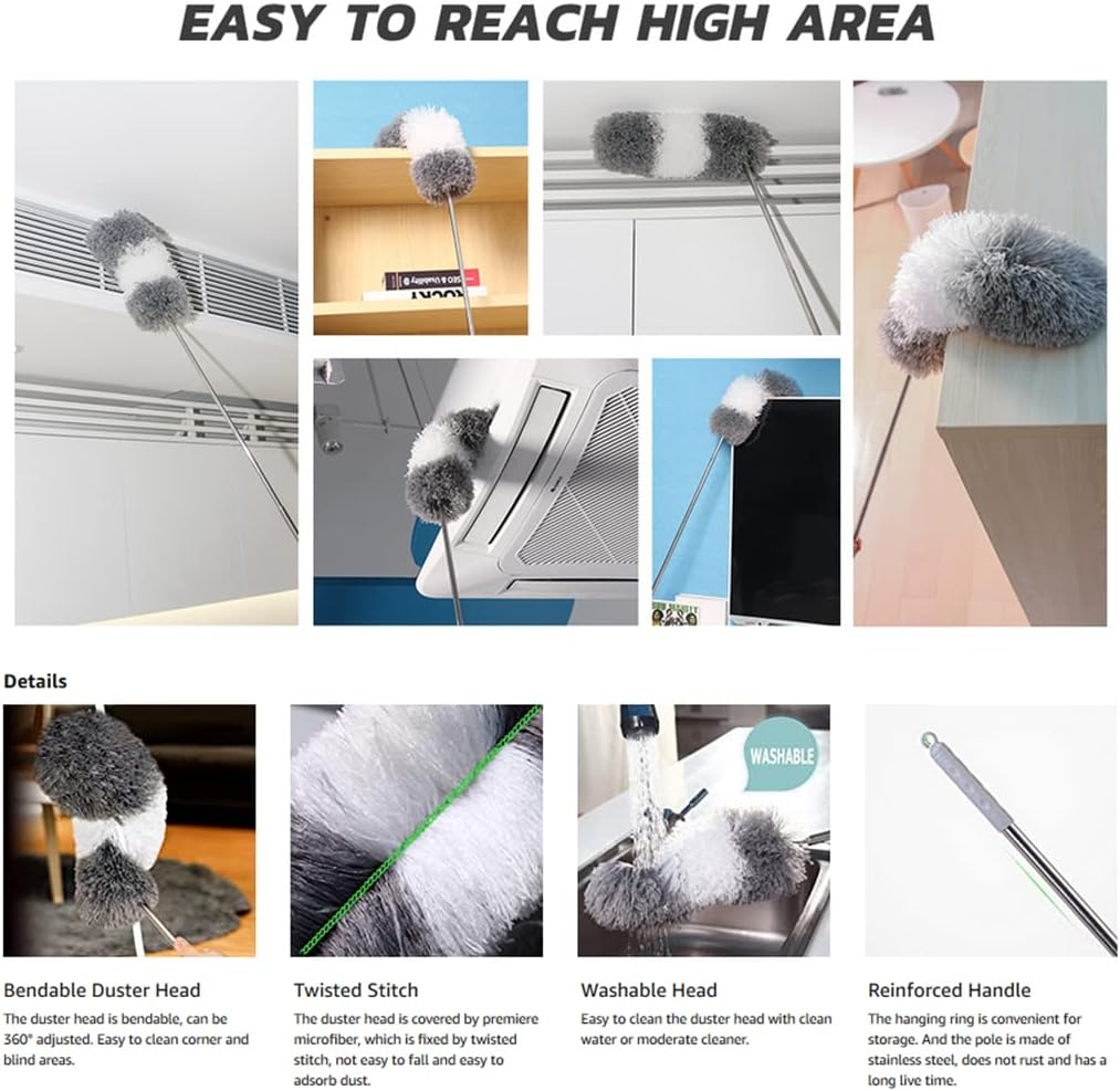 Head Microfiber Telescoping Duster Stainless Steel Pole Extendable image number 4