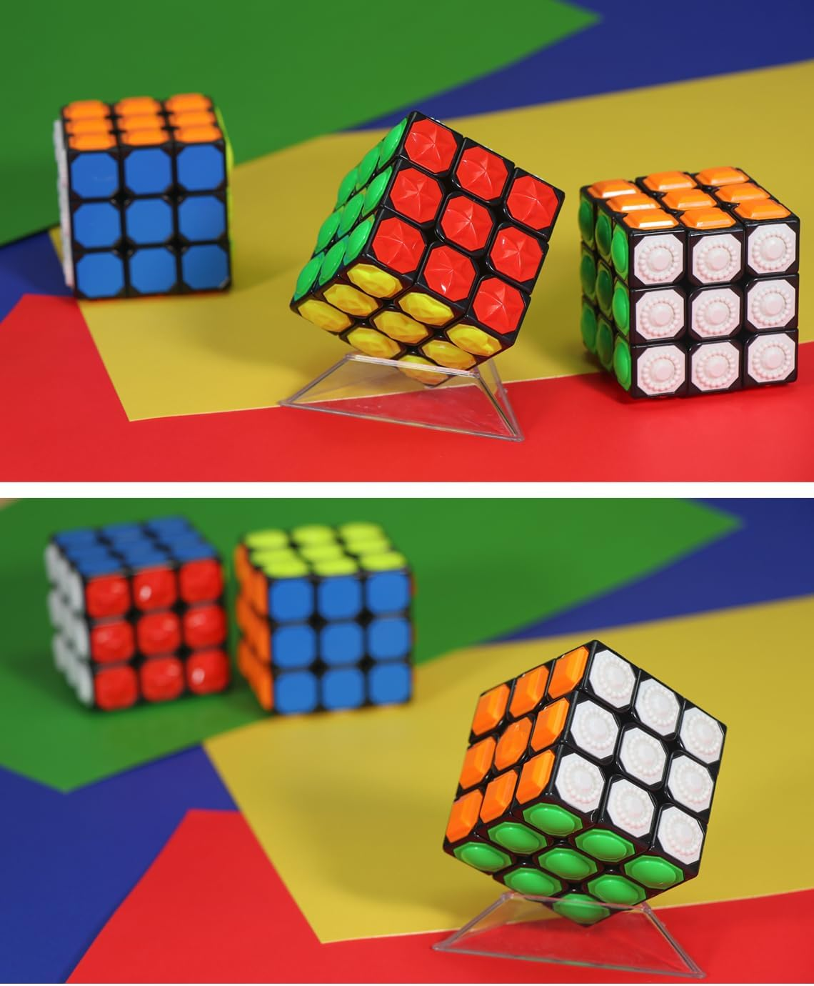 Willking 3X3 Speed Cube Special 3 by 3 Tactile Impression Speed Cube 3X3X3 Magic Speed Cube Puzzles Special Cube Touch Twist Patch Visually Impaired Cube image number 4