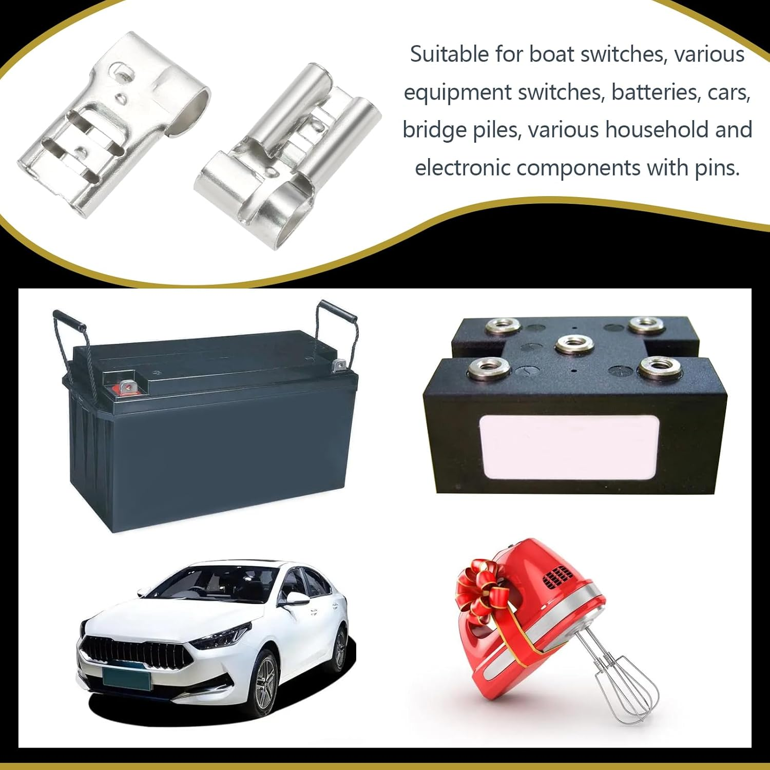 Be in Your Mind 100Pcs 4.8Mm Right Angle Female Spade Crimp Terminals with 100Pcs PVC Insulating Sleeves Fits Wire Size 14-22 Awg/0.3Mm to 2.0Mm for Equipment Switch image number 6