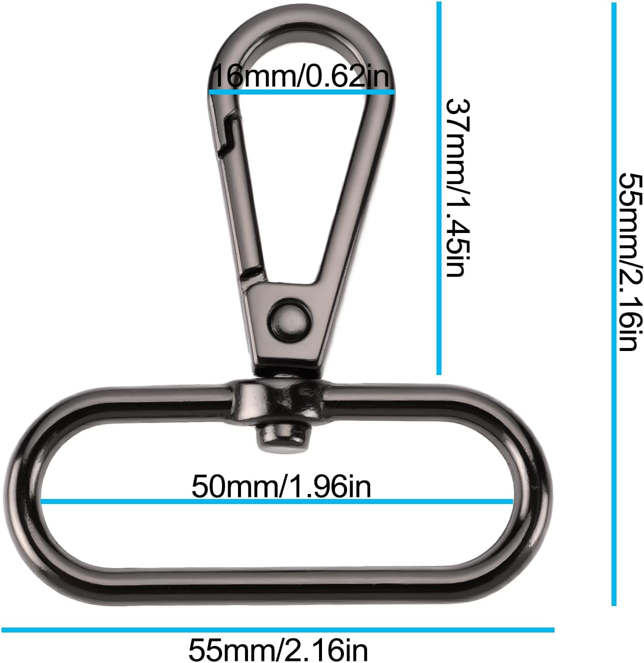 Emsea 4Pcs 50Mm Metal Oval Rotatable Carabiner for Camping Hiking Backpack image number 4