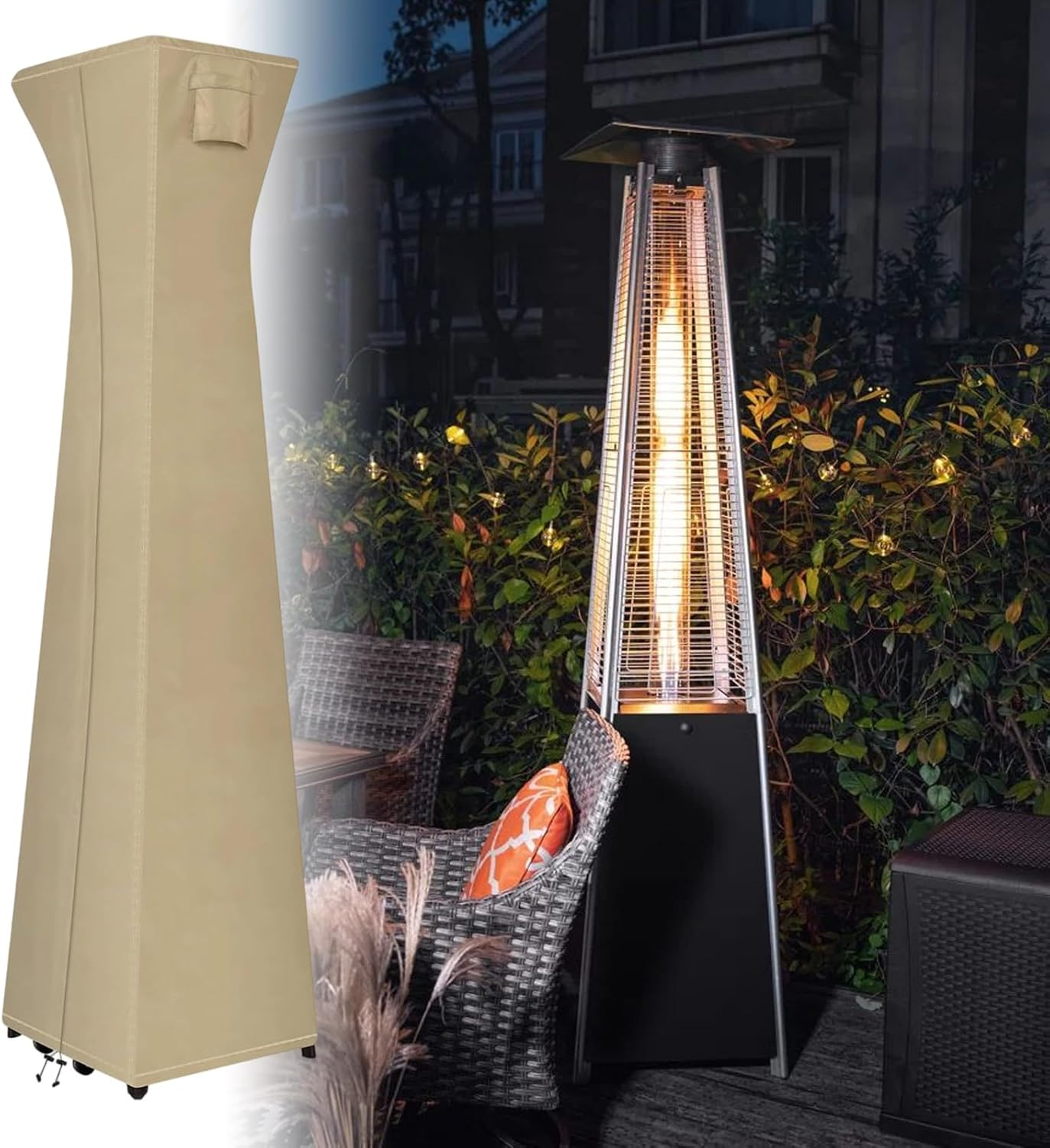 Outdoor Heater Cover - with Zipper Waterproof Uv-Resistant Dust-Proof Outdoor Protector - outside Stand up Patio Heater Cover - for Lawn Deck Backyard Garden Yard image number 4