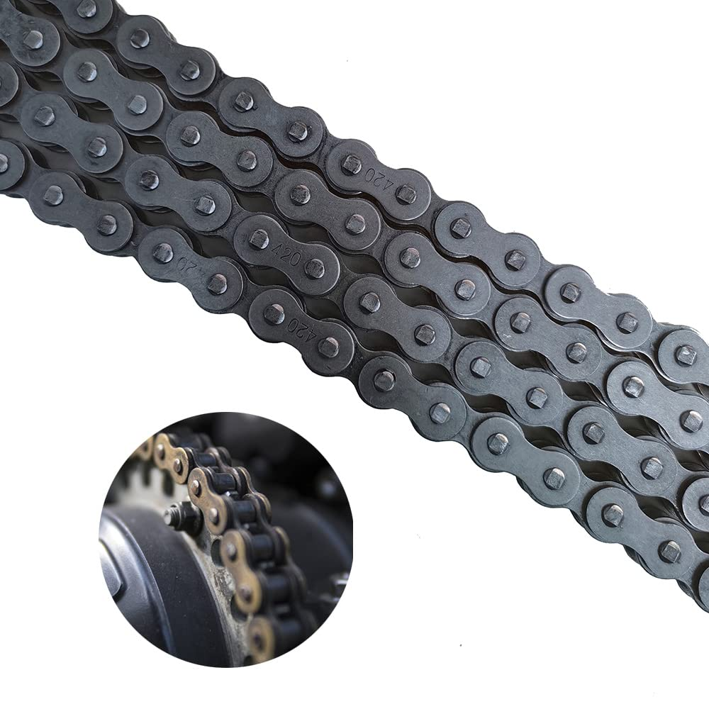420 Motorcycle Chain with Breaker,420 132 Link Standard Drive for 110Cc 125Cc Dirt Pit Bike,Atv, Go Kart,Mini Bike,Scooter image number 1