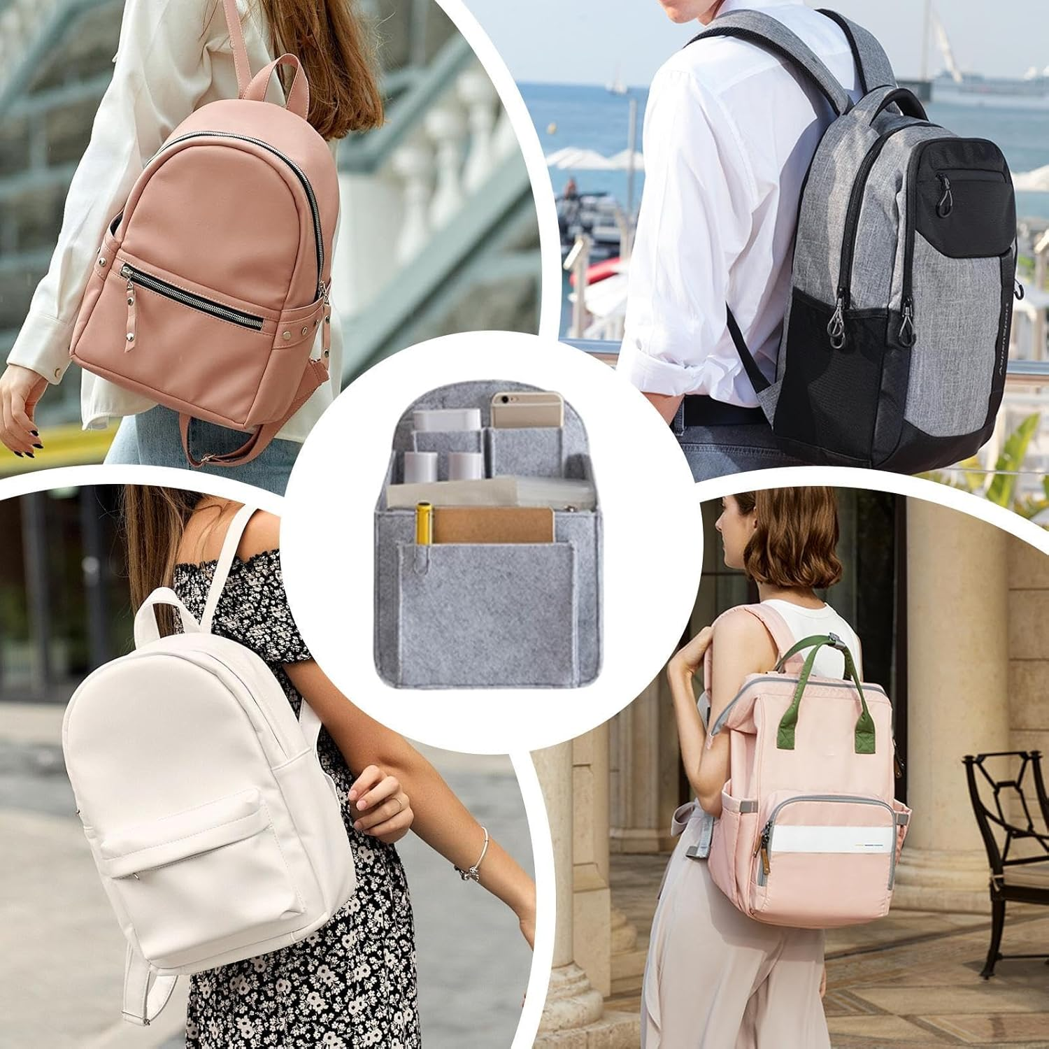 Backpack Organizer Insert, Backpack Organizer - Backpack Insert Wallet Organizer, Travel Backpack Organizer Liner with Multi Pockets for Rucksack Shoulder Bag - B image number 2