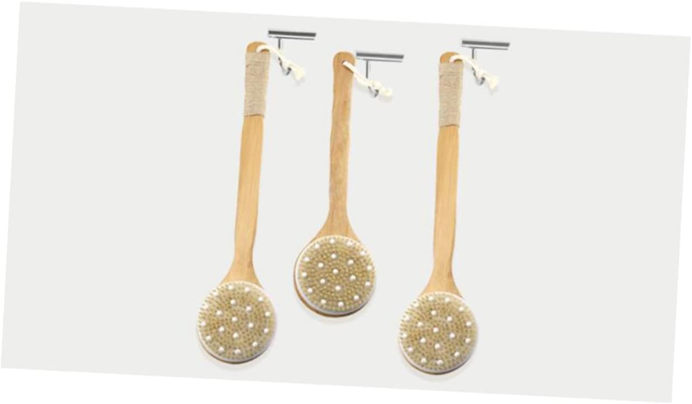 Minkissy Bamboo Handle Bathing Brush Ppr Soft Beads Back Scrubber for Shower Exfoliation S