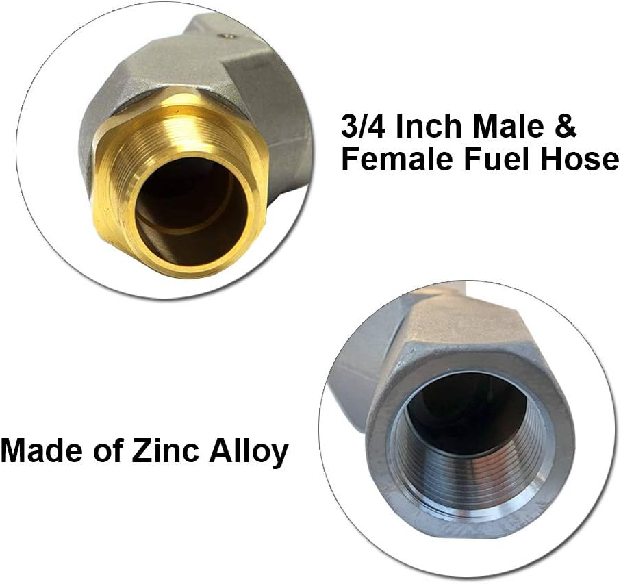 2PCS 3/4 Inch NPT Fuel Hose Swivel 360 Rotating Connector for Fuel Nozzle Multi Plane Fuel Plane Swivel image number 2