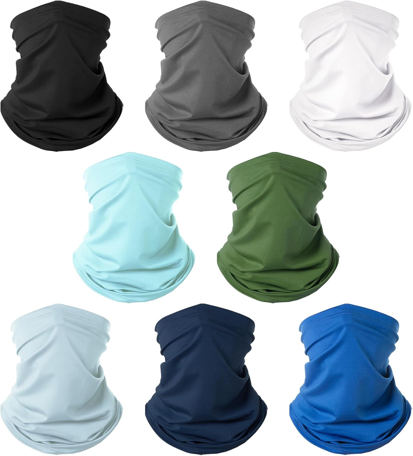 8 Pack Neck Gaiter Balaclava Gator Bandana Face Mask Cooling UV Protection Face Cover Neck Scarf for Men Women