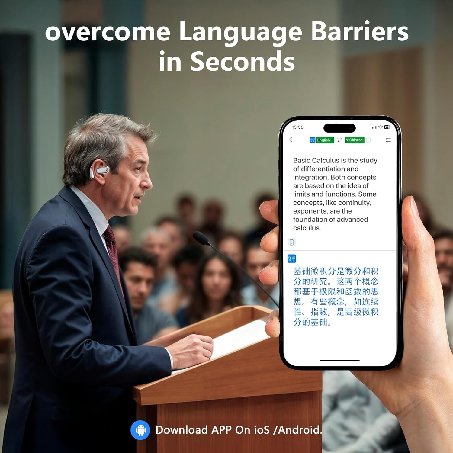 AI Translation Earbuds Real Time, 3-In-1 Translator Earbuds 164 Foreign Languages & Accents, Audifonos Traductores Ingl&eacute;s Espa&ntilde;ol,Open Ear Wireless Headphones with Charging Case Fit Ios & Android