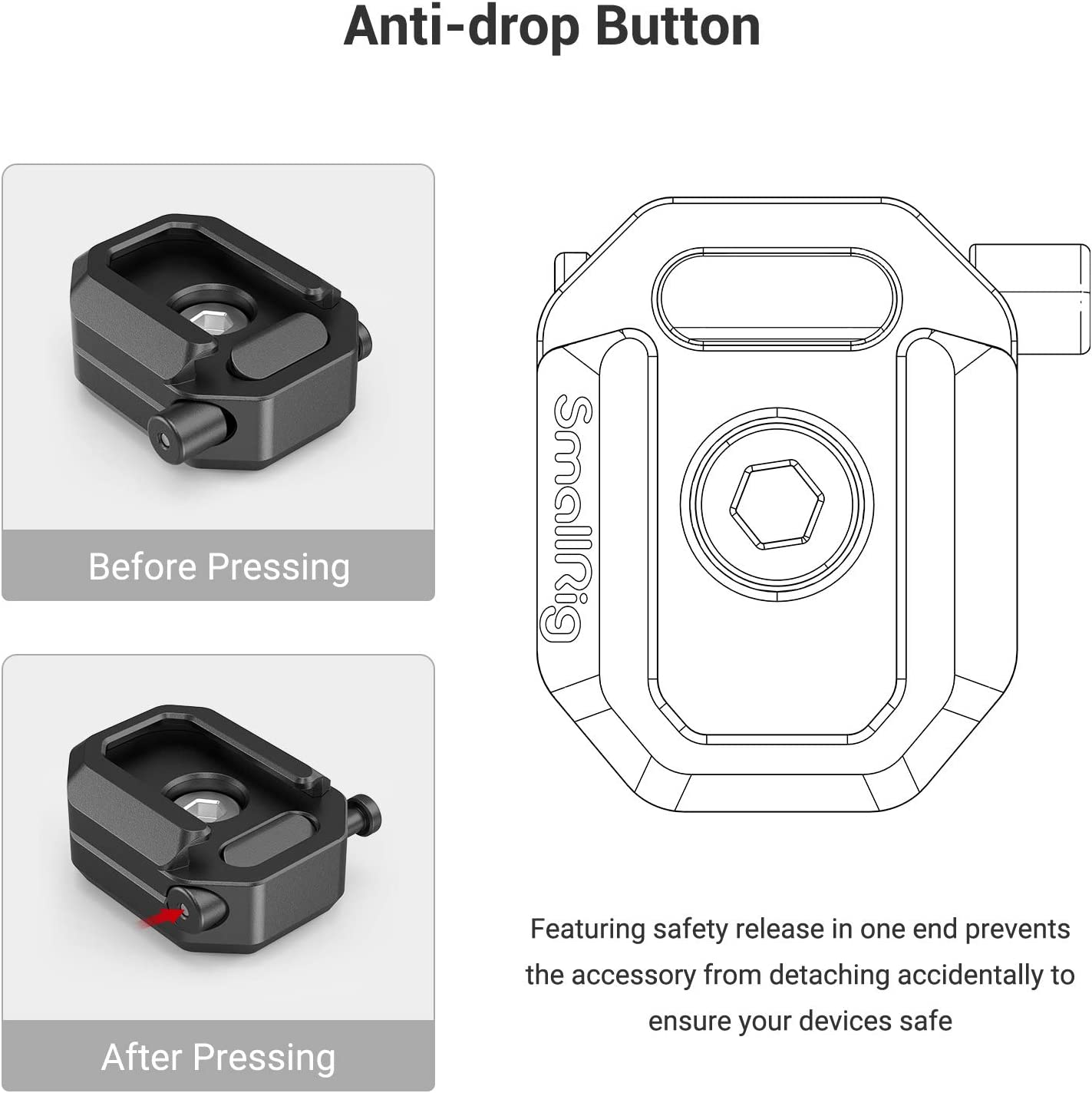 Smallrig Multi-Functional Cold Shoe Mount with Safety Release One Screw Lock- 2797 image number 4