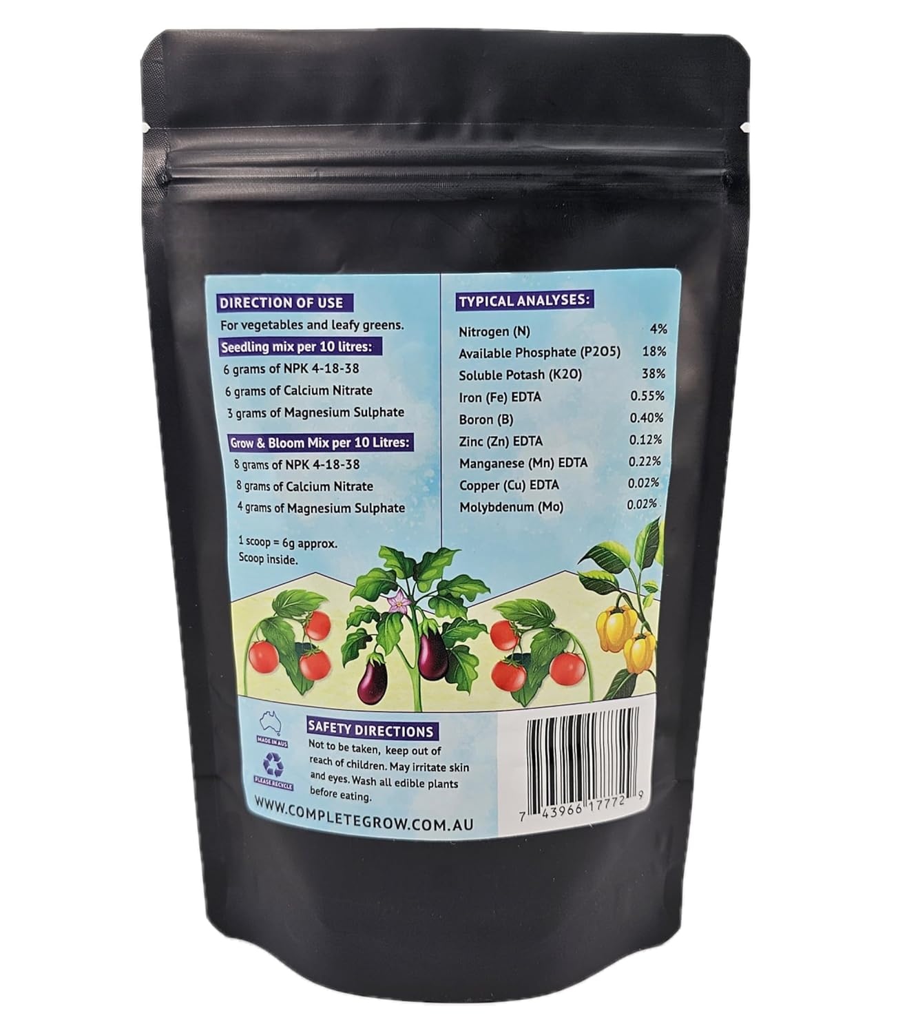 4-18-38 1Kg Hydroponic Fertiliser + Calcium & Magnesium Combo Kit