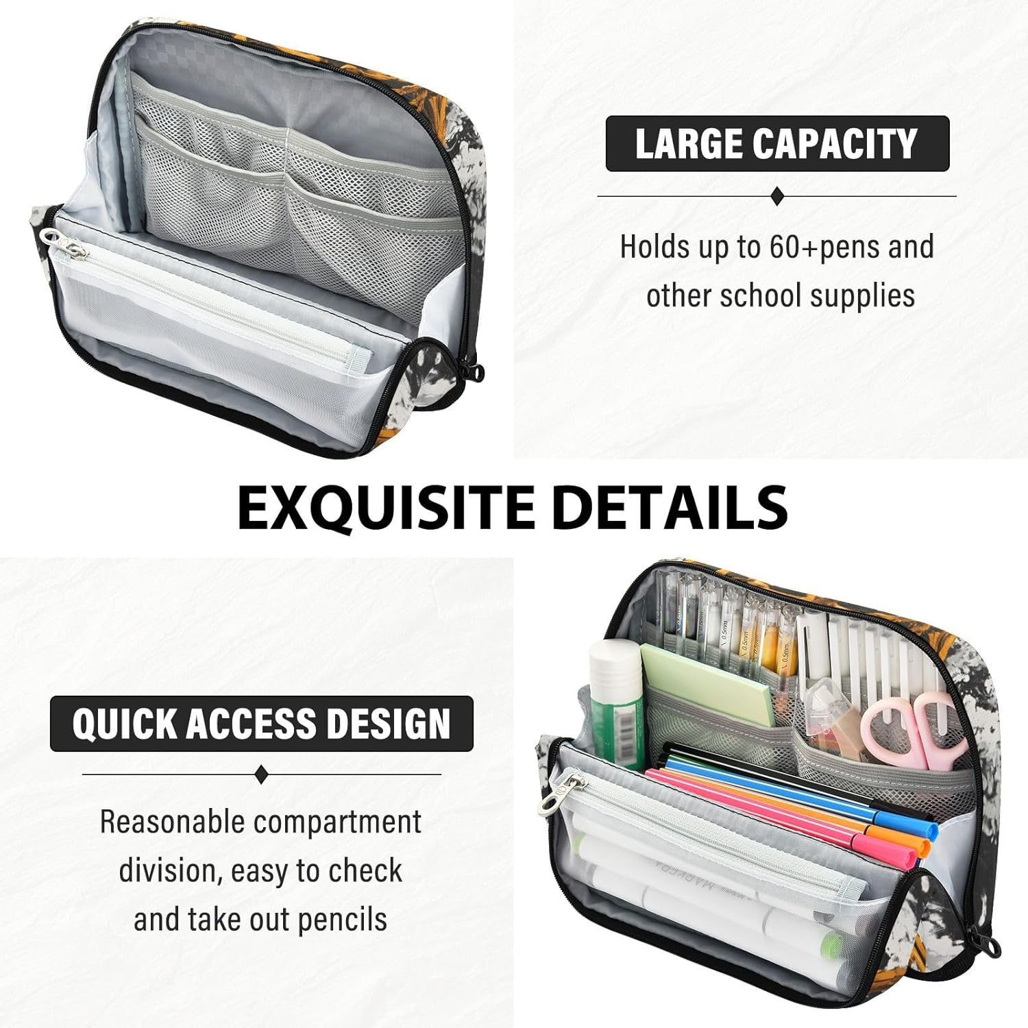 XYMZR Large Capacity Skeleton Cloud Pencil Case - Fashion Magnetic Flap Stable Pencil Pouch with Zipper - Stationery Organizer School Supplies for Teen and Adult image number 5