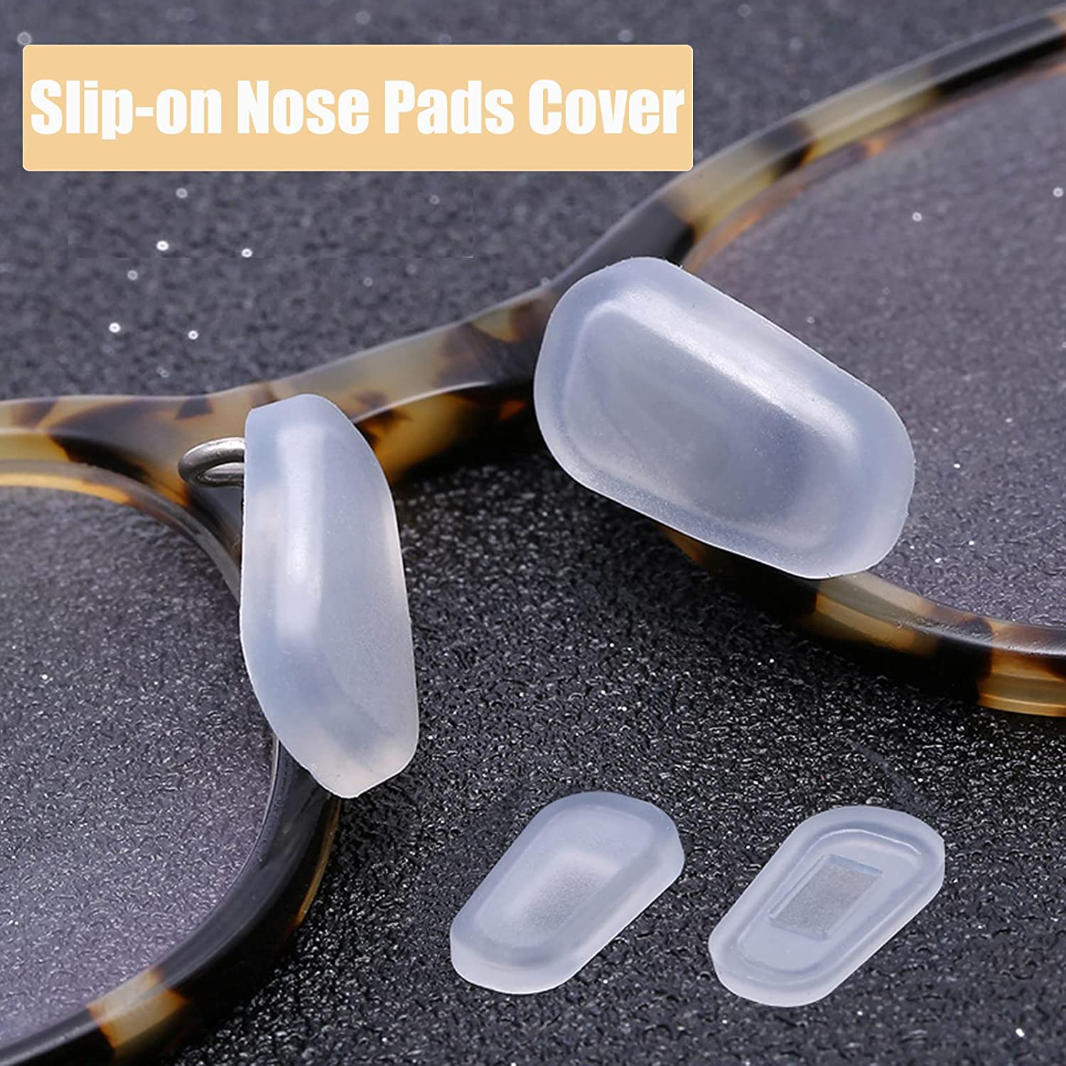 OPUGIT Eyeglass Nose Pad Covers, Slip-On Silicone Nose Pad for Glasses, Soft Eyeglass Repair Kit with Nose Piece Pads, Anti-Slip Eyewear Protective Covers Nose Bridge Pads(White,5 Pairs) - Black image number 2