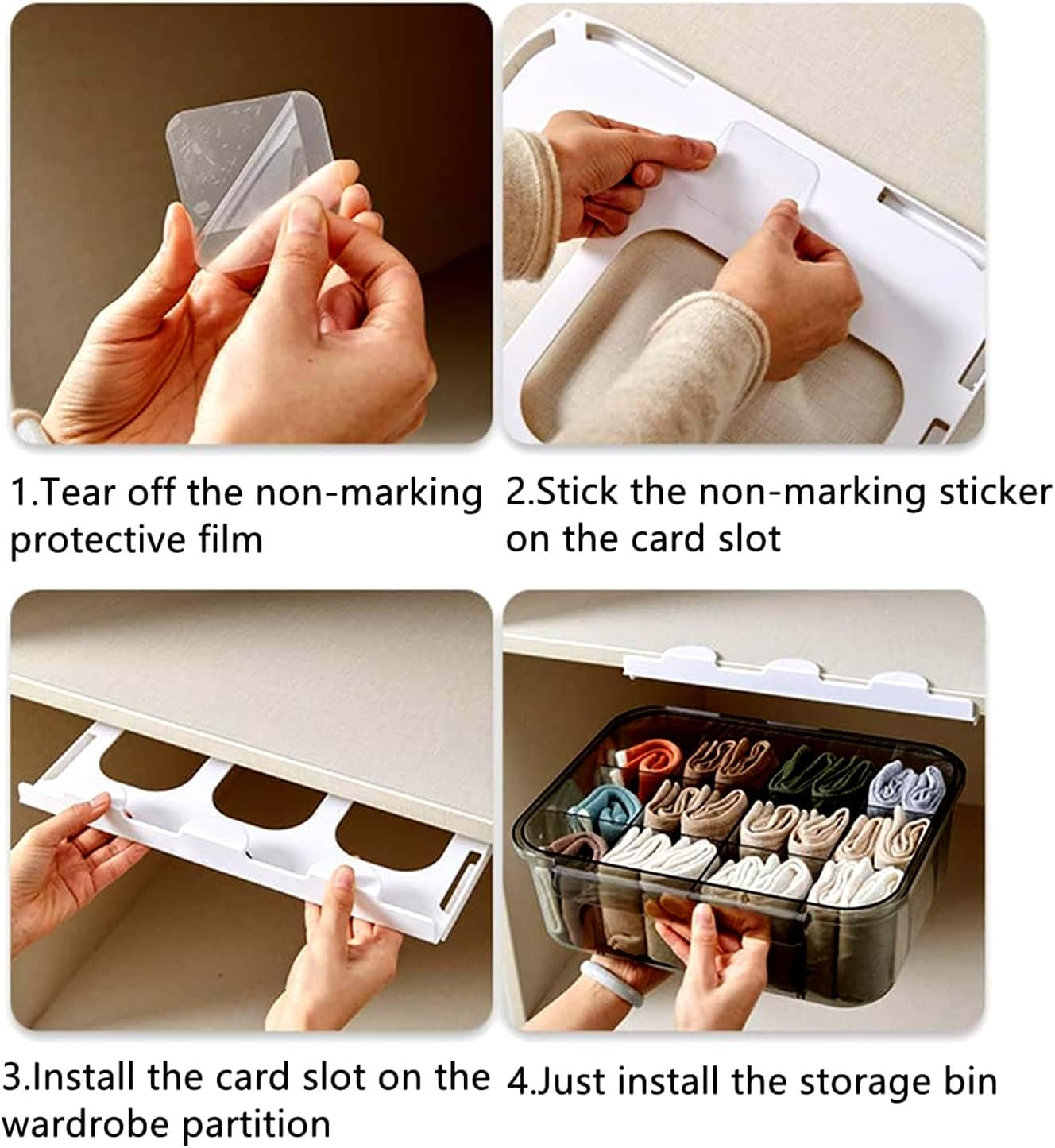 Betterlifewj Underwear Storage Box. Simple Transparent, Shelf Pull-Down Drawer with Partition. Store Socks, Underwear, Bras, Ties. image number 1