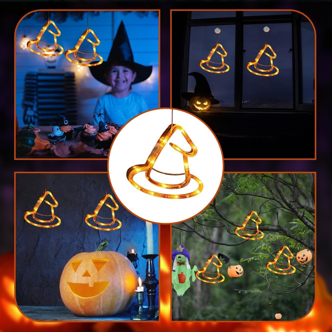 Tomedeks Halloween Decorative Fairy Lights, LED Halloween Decoration Indoor and Outdoor Use, Waterproof, Orange Hats Fairy Lights Battery image number 4