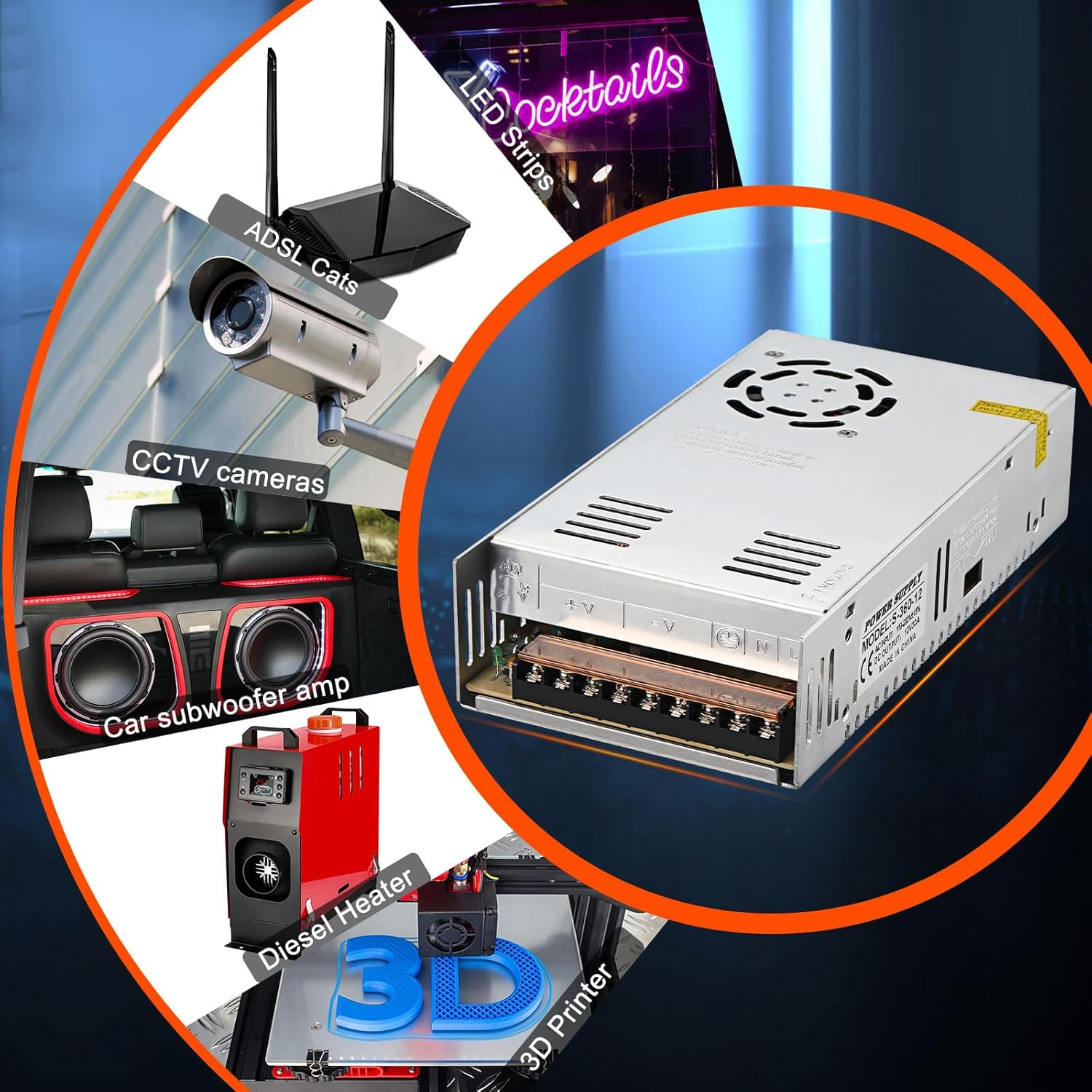 ISINMOTOR DC 12V 30A 360W Power Supply Transformer Switch AC 110V / 220V to DC 12V Switching Adapter Converter LED Driver for Diesel Heater LED Strip Light CCTV Camera Security System image number 2