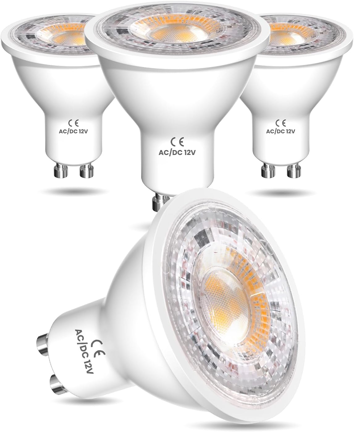 Doright AC/DC 12V GU10 LED Bulbs Warm White 3000K,3W MR16 GU10 LED Spot Lights 300LM 25W Halogen Spotlight Equivalent 38&deg;Beam Angle, Non Dimmable, Pack of 4