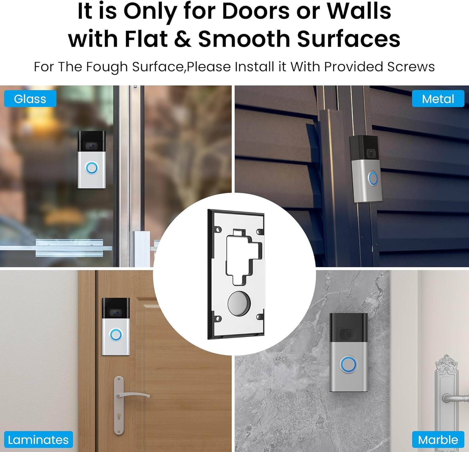 No-Drill Adhesive Doorbell Mount for Ring Video Doorbell (2Nd Generation - 2020 Release), Camera Doorbell Door Mounting Holder Bracket Accessories for Apartments Office Houses (1 Pack) image number 1