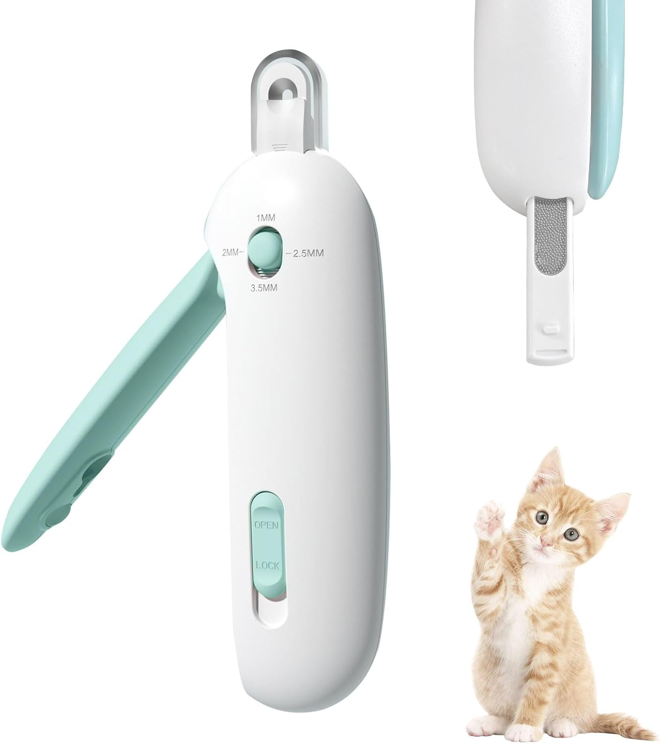 LUPAPA Cat Nail Clippers with Nail File, Adjustable Aperture Cat Nail Trimmer for Pets Claw Care Pet Grooming