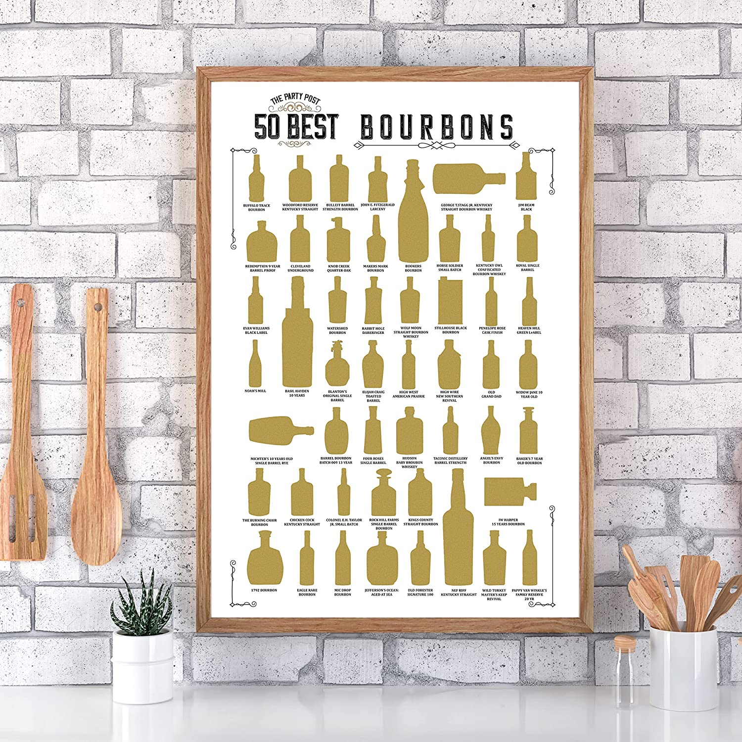 Bourbon Scratch off Poster - Top 50 Bourbons Bucket List Banner. Home Decoration Wall Sign. Birthday Gift Ideas for Her or Him. Man Cave, Bar & Pub Art Supplies 11X17 in Best 50 Bourbons image number 3