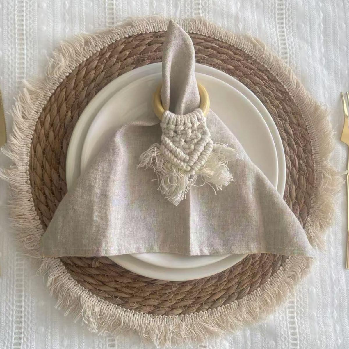 Plobeca Home Linen Napkins Set of 4, 100% Linen Cloth Napkins Washable Solid Color Napkins 20X20 Inch for Family Dinner, Thanksgiving image number 5