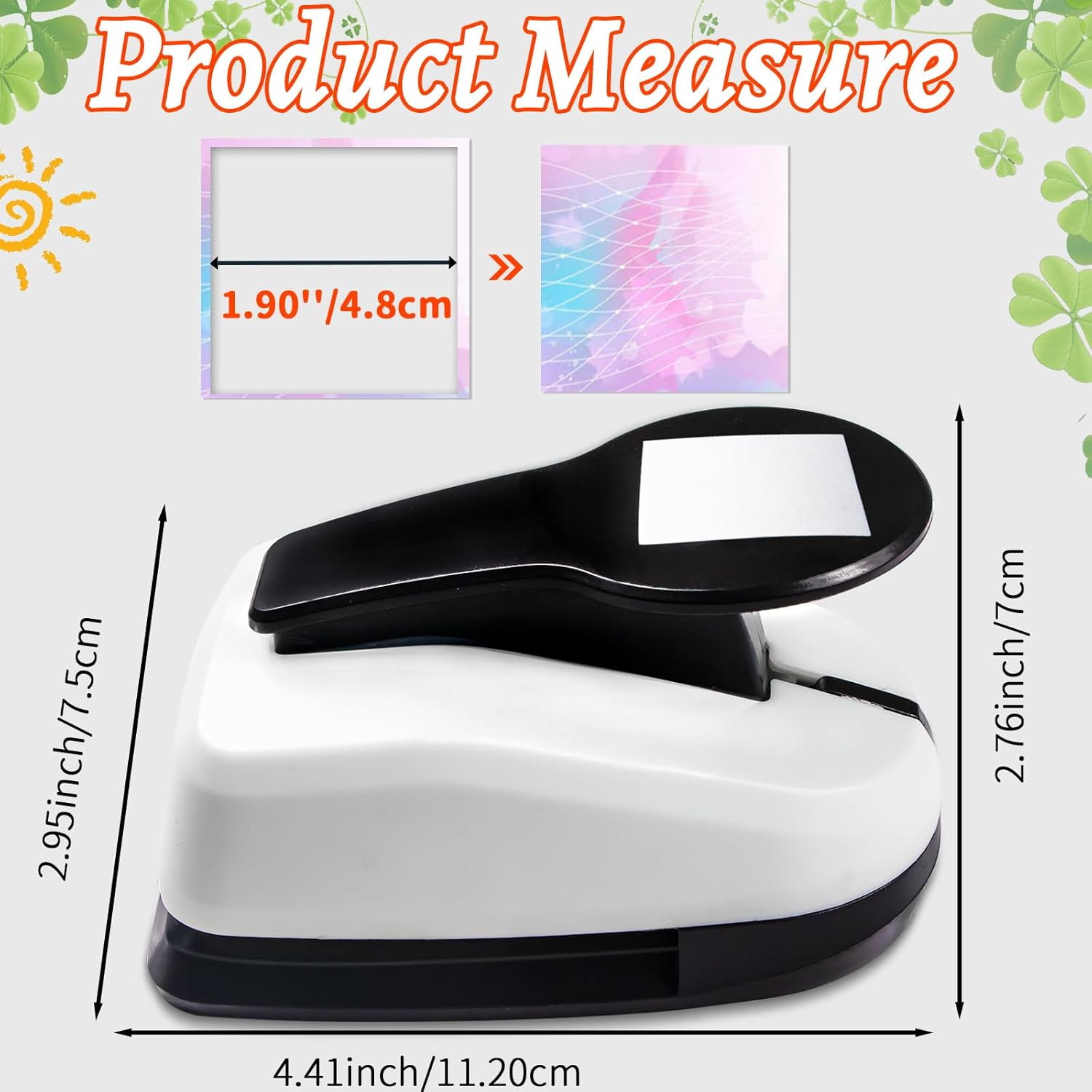 HKKYO Square Punch 1.9 Inch Square Hole Puncher for Crafts, Orange Plastic and Metal Handle, 4.41 X 2.95 X 2.76 Inches image number 3