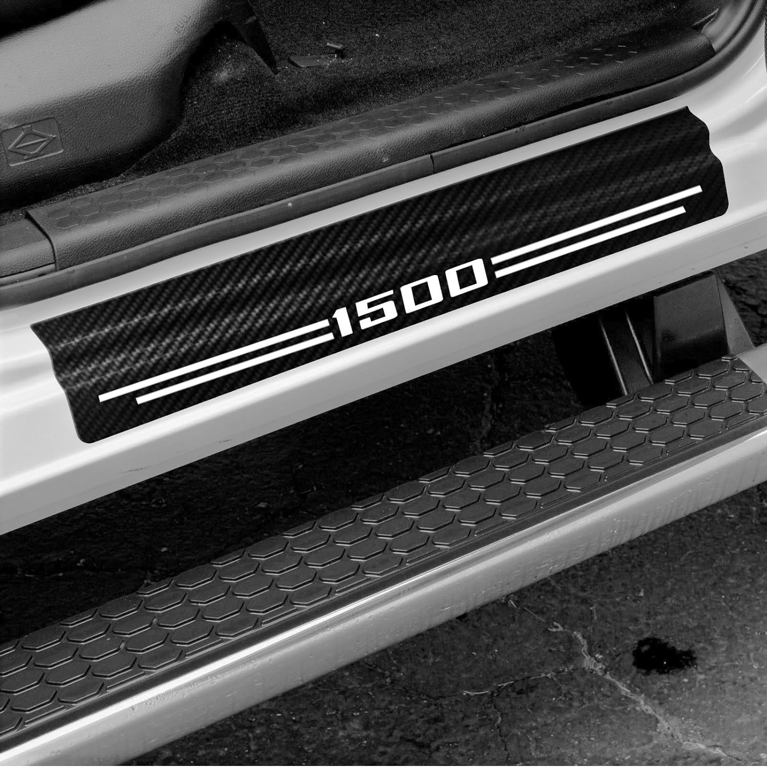 Car Accessories Carbon Fiber Door Sill Scuff Plate Auto Door Entry Guard Scratch Shield for Dodge Ram 2500 2012-2024 Auto Accessories (2500, White)